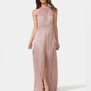 Halston Heritage Metallic Pink Blush Dress; Size 0